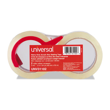 Universal® Heavy-duty Acrylic Box Sealing Tape With Dispenser, 3" Core, 1.88" X 54.6 Yds, Clear, 2-pack freeshipping - TVN Wholesale